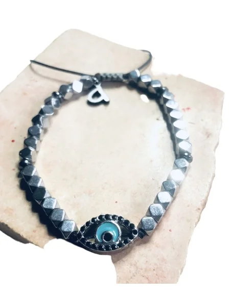 Χειροποίητο βραχιόλι μάτι με πέτρες αιματίτη Vivian