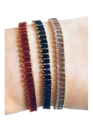 Βραχιόλι ορθογώνια κρύσταλλα Τσεχίας σε τρεις...