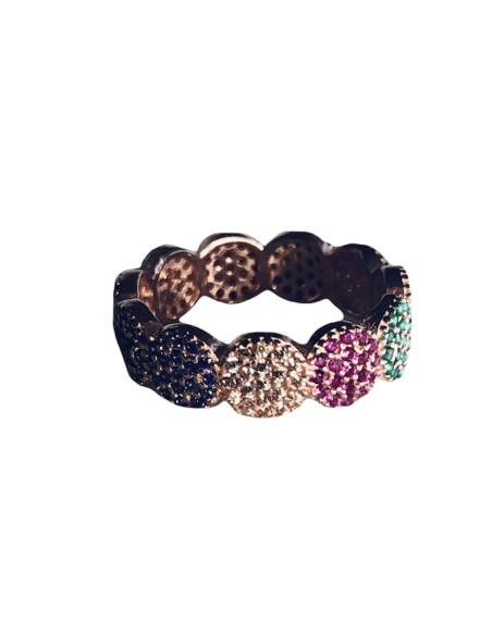 Γυναικείο δαχτυλίδι από ασήμι 925 και πολύχρωμα ζιργκόν