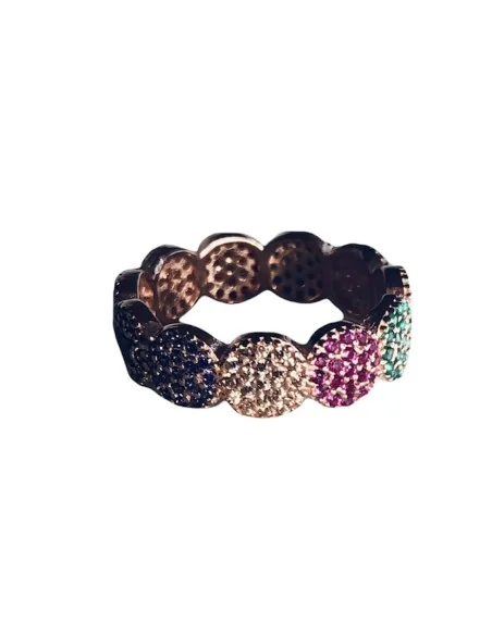 Γυναικείο δαχτυλίδι από ασήμι 925 και πολύχρωμα ζιργκόν