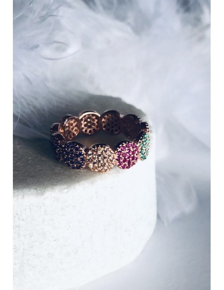 Γυναικείο δαχτυλίδι από ασήμι 925 και πολύχρωμα ζιργκόν