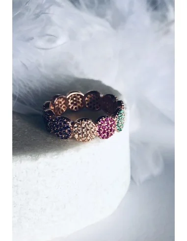 Γυναικείο δαχτυλίδι από ασήμι 925 και πολύχρωμα ζιργκόν