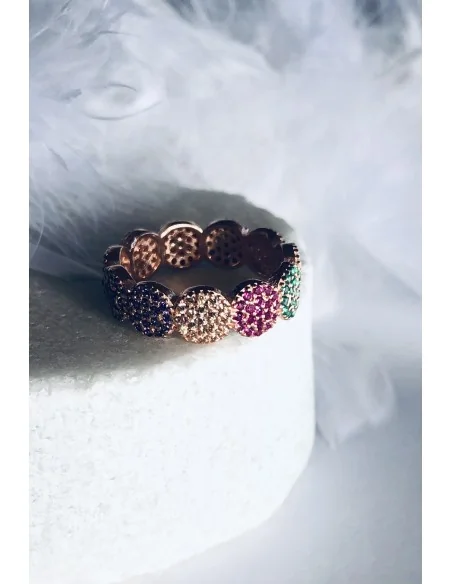 Γυναικείο δαχτυλίδι από ασήμι 925 και πολύχρωμα ζιργκόν