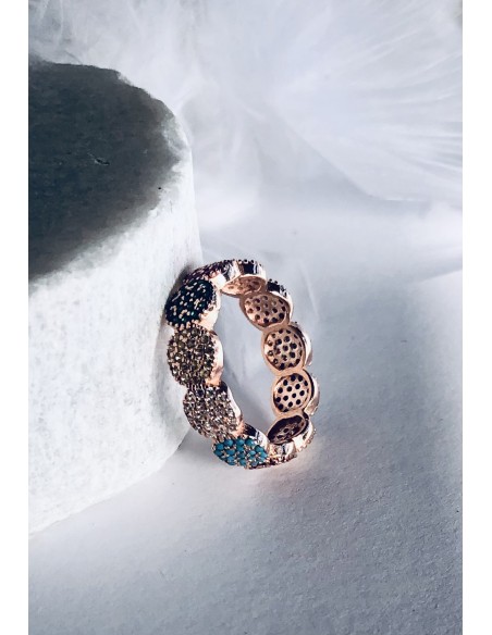 Γυναικείο δαχτυλίδι από ασήμι 925 και πολύχρωμα ζιργκόν