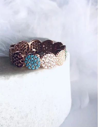 Γυναικείο δαχτυλίδι από ασήμι 925 και πολύχρωμα ζιργκόν