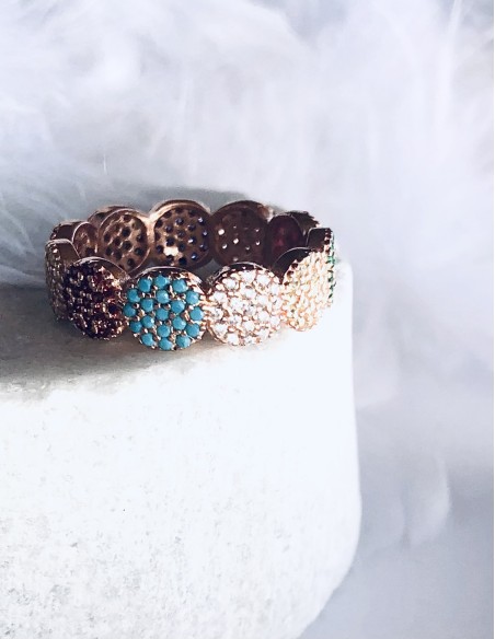 Γυναικείο δαχτυλίδι από ασήμι 925 και πολύχρωμα ζιργκόν