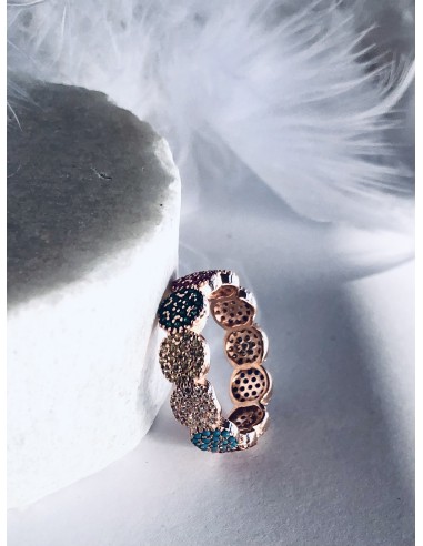 Γυναικείο δαχτυλίδι από ασήμι 925 και πολύχρωμα ζιργκόν