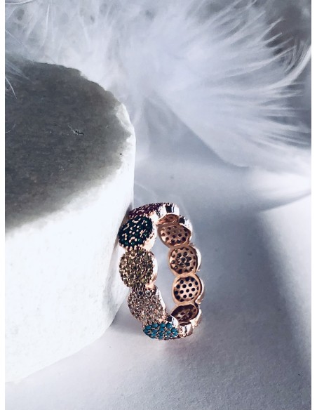 Γυναικείο δαχτυλίδι από ασήμι 925 και πολύχρωμα ζιργκόν