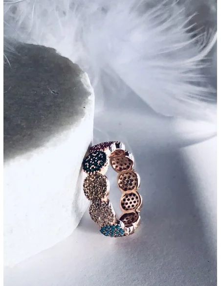 Γυναικείο δαχτυλίδι από ασήμι 925 και πολύχρωμα ζιργκόν