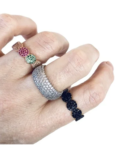 Γυναικείο πομπέ δαχτυλίδι από ασήμι 925 και λευκά ζιργκόν Aster