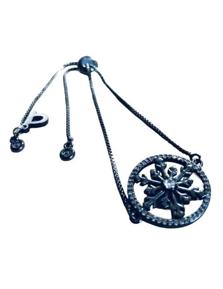 Χειροποίητο βραχιόλι με στοιχείο χιονονιφάδα σε gun metal Χιονονιφάδα