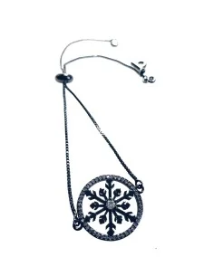 Χειροποίητο βραχιόλι με στοιχείο χιονονιφάδα σε gun metal Χιονονιφάδα 2