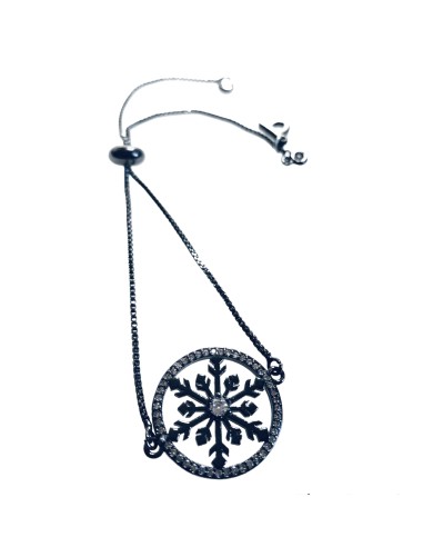 Χειροποίητο βραχιόλι με στοιχείο χιονονιφάδα σε gun metal Χιονονιφάδα