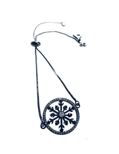 Χειροποίητο βραχιόλι με στοιχείο χιονονιφάδα σε gun metal Χιονονιφάδα