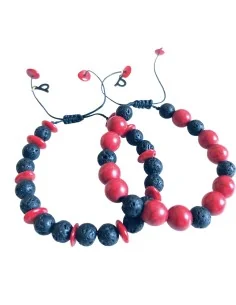 Σετ 2 βραχιόλια πέτρες Αχάτη και Κοράλι