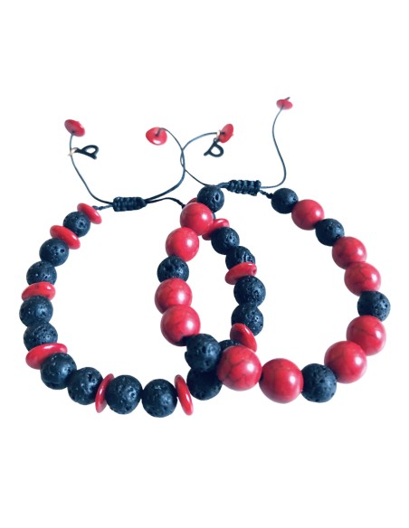 Σετ 2 βραχιόλια πέτρες Αχάτη και Κοράλι