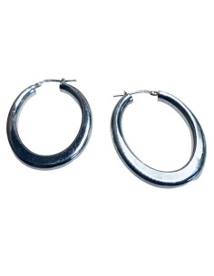 Κόσμημα σκουλαρίκια οβάλ κρίκοι πλακέ από ασήμι 925 Palma 2