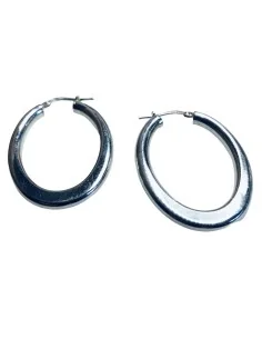 Κόσμημα σκουλαρίκια οβάλ κρίκοι πλακέ από ασήμι 925 Palma 2