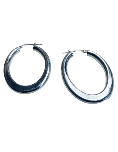 Κόσμημα σκουλαρίκια οβάλ κρίκοι πλακέ από ασήμι 925 Palma