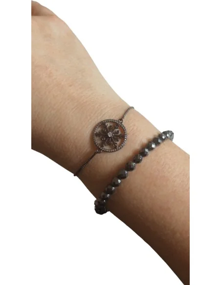 Χειροποίητο βραχιόλι με στοιχείο χιονονιφάδα σε gun metal Χιονονιφάδα Χειροποίητο βραχιόλι με στοιχείο χιονονιφάδα σε gun metal Χιονονιφάδα