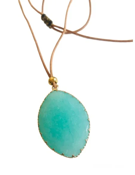 Χειροποίητο γυναικείο κολιέ με βεραμάν πέτρα Νεφρίτη Sxoinousa