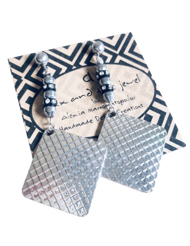 Χειροποίητα γυναικεία κρεμαστά σκουλαρίκια με πέτρες Αιματίτη Fame