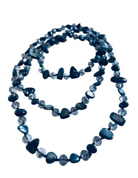 Χειροποίητο κολιέ με πέτρες Αχάτη και κρύσταλλα Τσεχίας Clara