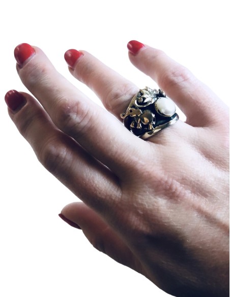 Δαχτυλίδι από ασήμι 925 παλαιωμένο, μεγάλη πέτρα και επίχρυσα στοιχεία  Edinburgh