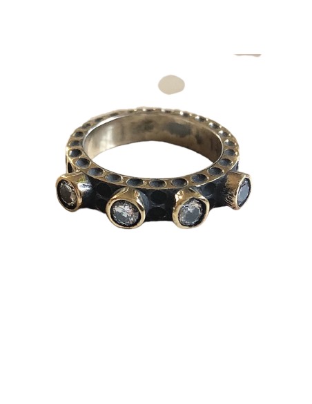 Δαχτυλίδι από ασήμι 925 παλαιωμένο και ημιπολύτιμες πέτρες Wales