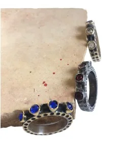 Δαχτυλίδι από ασήμι 925 παλαιωμένο και ημιπολύτιμες πέτρες Wales 2