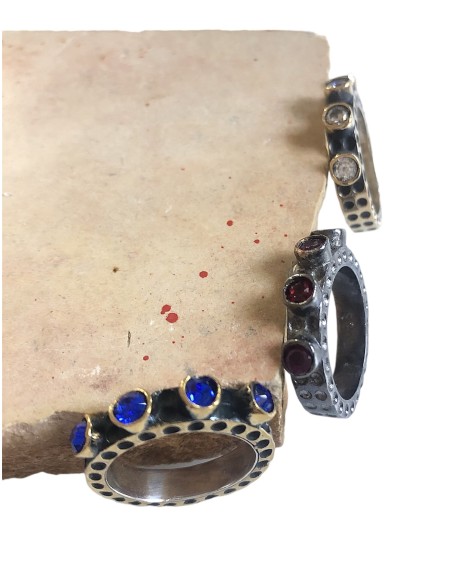 Δαχτυλίδι από ασήμι 925 παλαιωμένο και ημιπολύτιμες πέτρες Wales