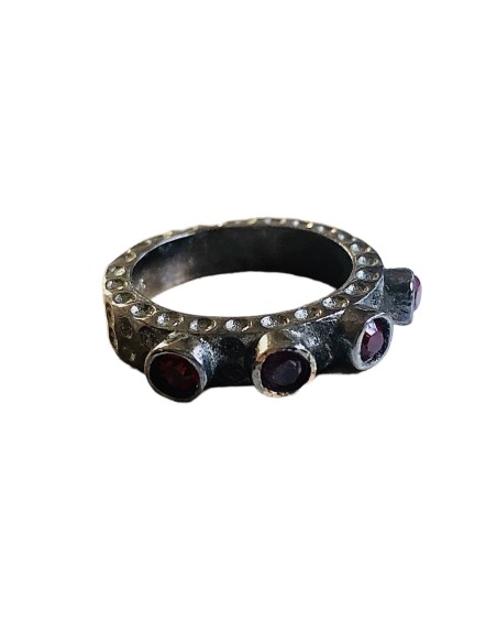 Δαχτυλίδι από ασήμι 925 παλαιωμένο και ημιπολύτιμες πέτρες Wales