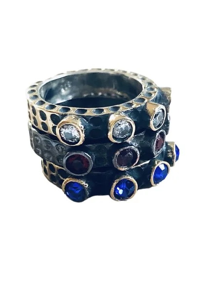 Δαχτυλίδι από ασήμι 925 παλαιωμένο και ημιπολύτιμες πέτρες Wales