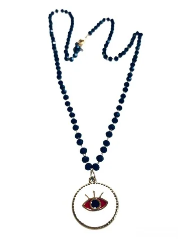 Χειροποίητο κολιέ μάτι σε ροζάριο I see you