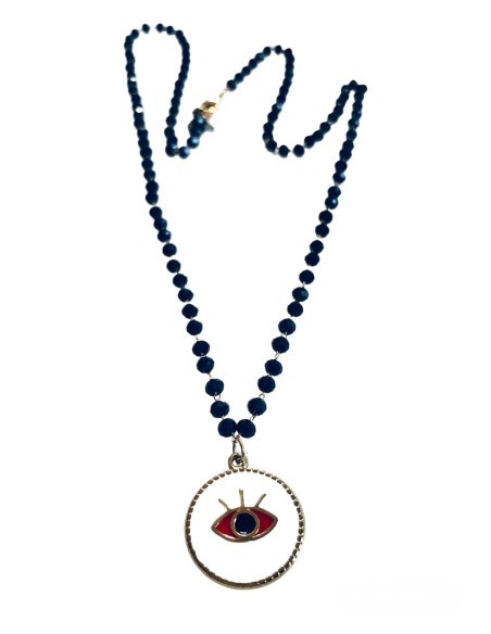 Χειροποίητο κολιέ μάτι σε ροζάριο I see you