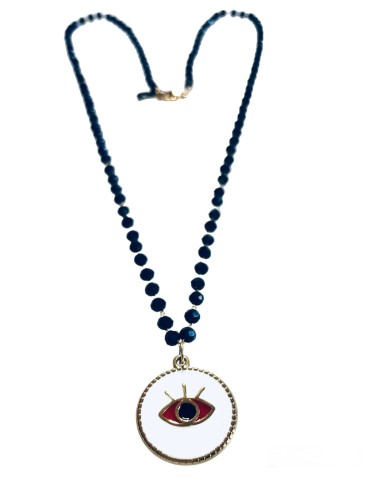 Χειροποίητο κολιέ μάτι σε ροζάριο I see you