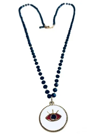 Χειροποίητο κολιέ μάτι σε ροζάριο I see you