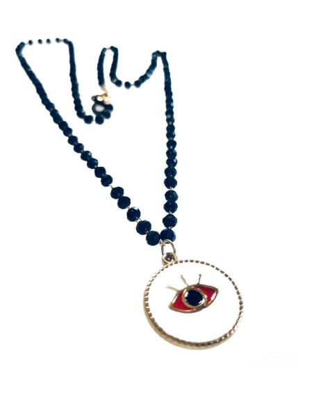 Χειροποίητο κολιέ μάτι σε ροζάριο I see you