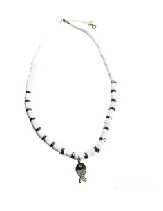 Χειροποίητο λευκό κολιέ ψαράκι Fishy Fishy