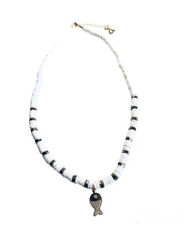 Χειροποίητο λευκό κολιέ ψαράκι Fishy Fishy