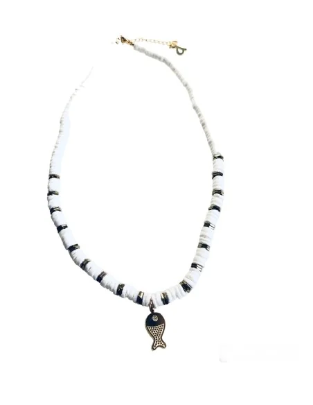 Χειροποίητο λευκό κολιέ ψαράκι Fishy Fishy