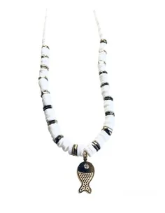 Χειροποίητο λευκό κολιέ ψαράκι Fishy Fishy 2