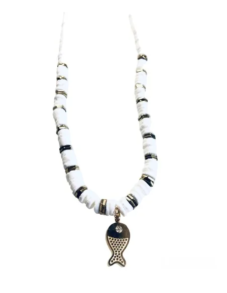 Χειροποίητο λευκό κολιέ ψαράκι Fishy Fishy