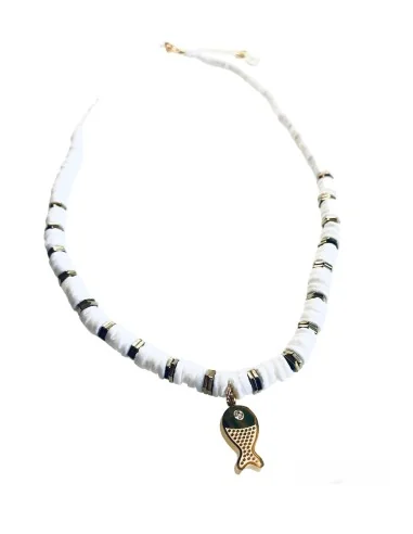 Χειροποίητο λευκό κολιέ ψαράκι Fishy Fishy