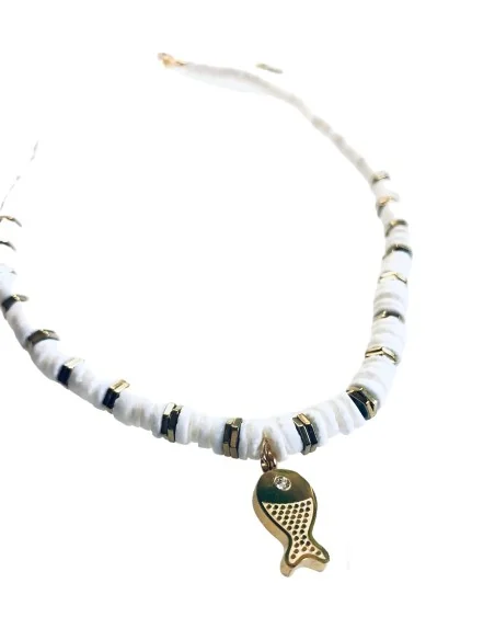 Χειροποίητο λευκό κολιέ ψαράκι Fishy Fishy