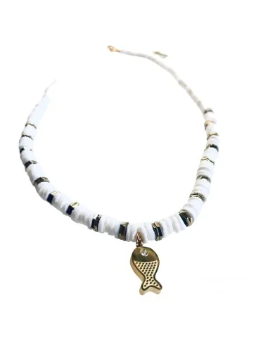 Χειροποίητο λευκό κολιέ ψαράκι Fishy Fishy