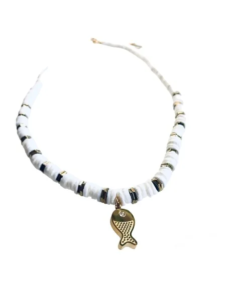 Χειροποίητο λευκό κολιέ ψαράκι Fishy Fishy