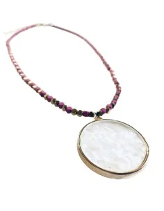 Χειροποίητο κοραλί κολιέ με πέτρες αιματίτη Fira