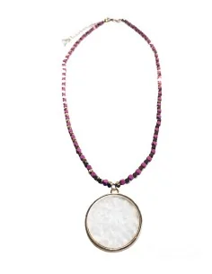 Χειροποίητο κοραλί κολιέ με πέτρες αιματίτη Fira 2