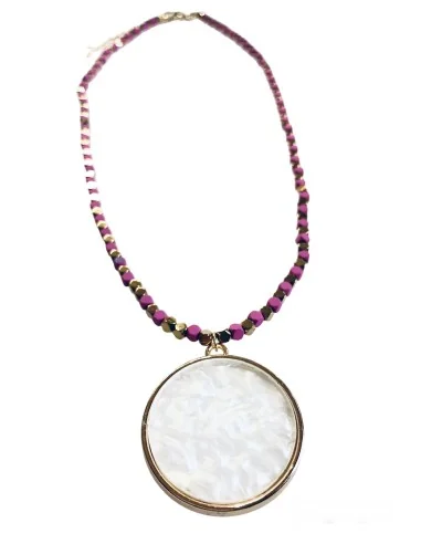 Χειροποίητο κοραλί κολιέ με πέτρες αιματίτη Fira